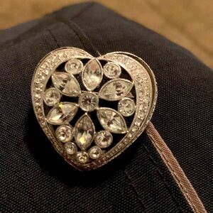 Vintage Crystal Heart Brooch